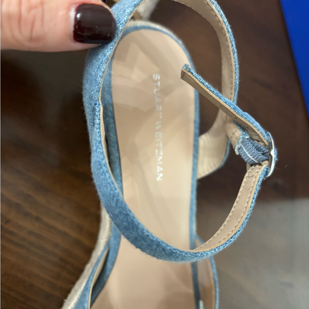 Stuart Weitzman Denim Blue Espadrille Wedges - Picture 3 of 10